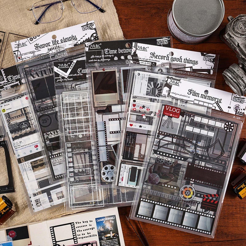 PRSTINCOL Vintage Camera Film Stickers for Scrapbooking,36 Sheets Transparent PET Photo Frame Stickers with 300+ Retro Designs for Journal and Photo Album Decoration - Image 4