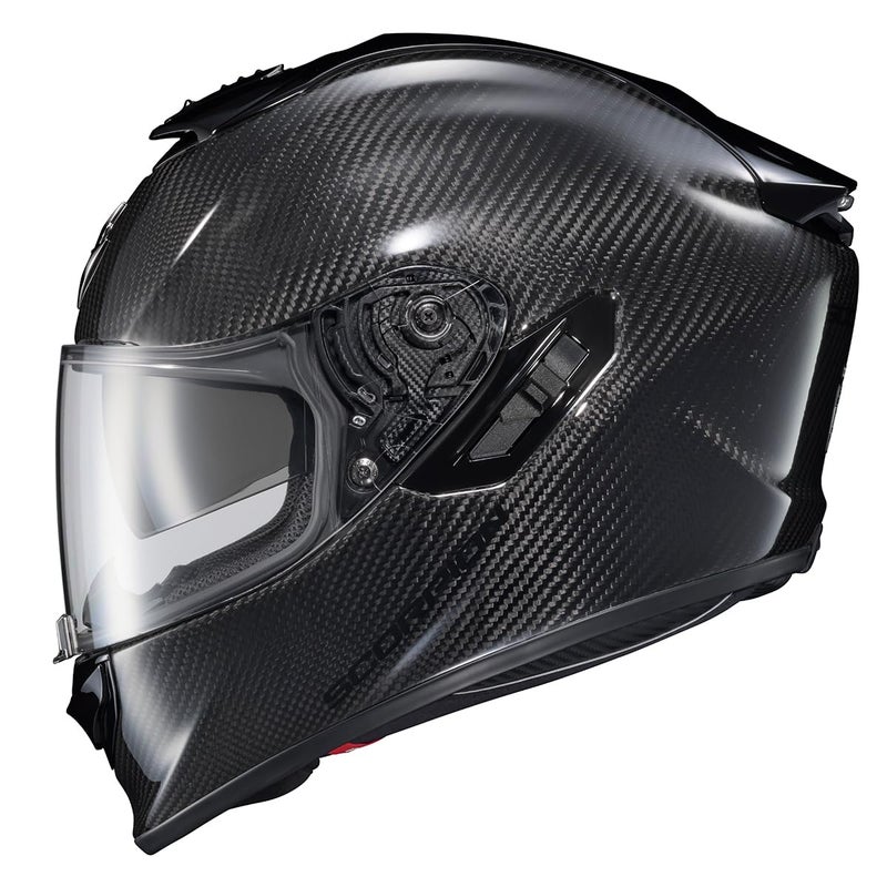 ScorpionEXO ST1400 EVO Carbon Fiber Full Face Sport Touring Street Motorcycle Helmet Bluetooth Ready Speaker Pockets DOT ECE Solid Gloss Black 2XLarge