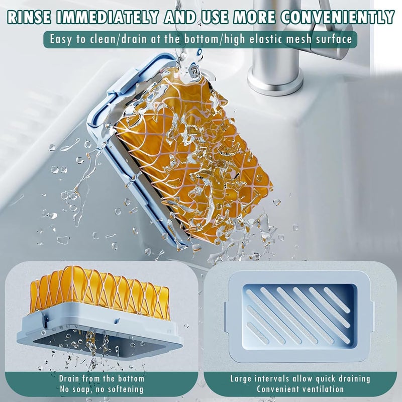 ZIPRON Innovative Soap Dish, Laundry Soap Box, Multi-Functional Bar Soap Holder with High Elastic Mesh and Fast Draining, Plastic Soap Container for Women for Bathroom Shower Laundry - Image 5