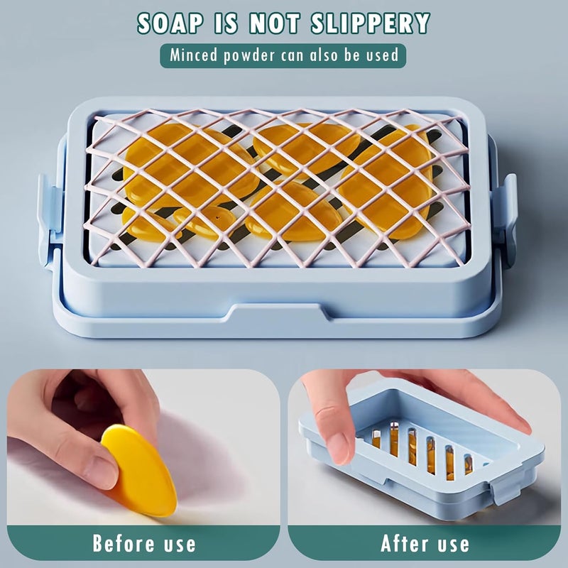 ZIPRON Innovative Soap Dish, Laundry Soap Box, Multi-Functional Bar Soap Holder with High Elastic Mesh and Fast Draining, Plastic Soap Container for Women for Bathroom Shower Laundry - Image 3