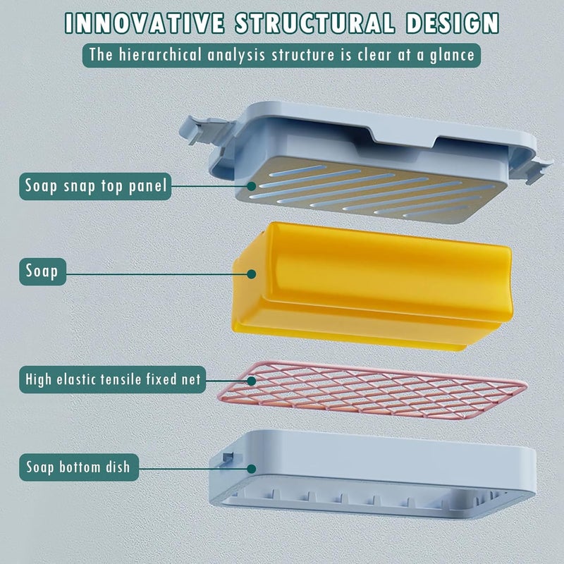ZIPRON Innovative Soap Dish, Laundry Soap Box, Multi-Functional Bar Soap Holder with High Elastic Mesh and Fast Draining, Plastic Soap Container for Women for Bathroom Shower Laundry - Image 4