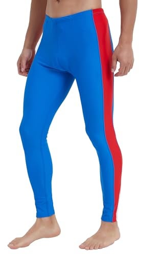 Ubestyle UPF 50 Mens Active Surfing Water Leggings Swim Tights Beach Pants Sun Protective UBT3006BLUEREDS - Image 1
