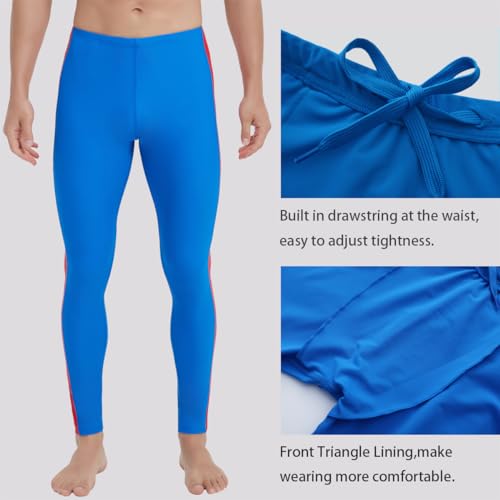 Ubestyle UPF 50 Mens Active Surfing Water Leggings Swim Tights Beach Pants Sun Protective UBT3006BLUEREDS - Image 3