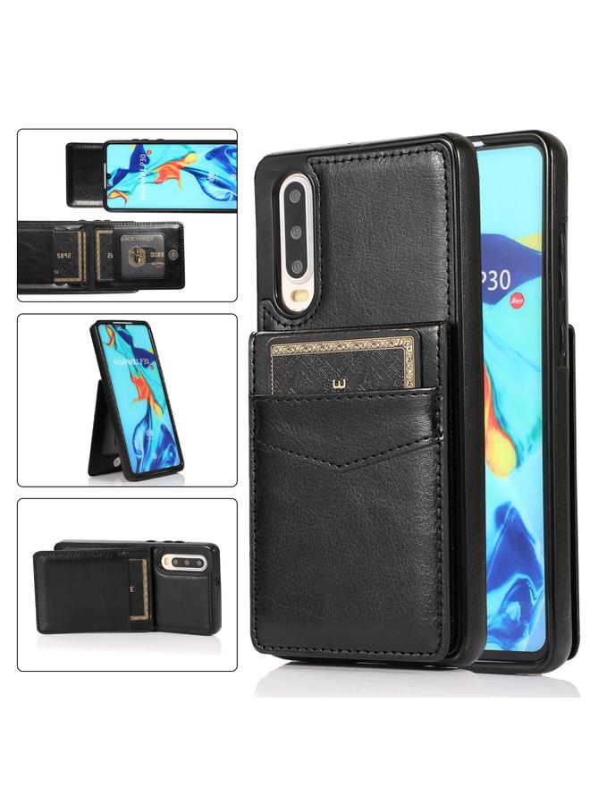 اس-توب جراب لهاتف Huawei P30 بلون سادة مصنوع من مادة PC + TPU مع حامل وفتحات للبطاقات - Image 1