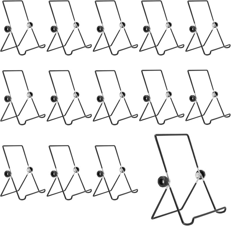 JAPCHET 14 Pack 55 x 7 Inches Adjustable Wire Display Easels Foldable Picture Frame Stand Iron Wire Display Holder for Kitchenware Cookbook Tablet Displaying Photos - Image 1