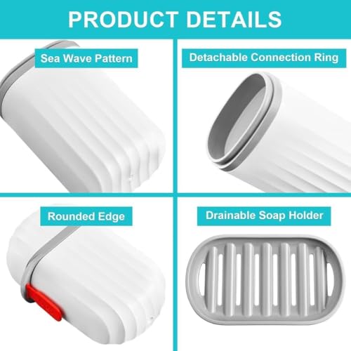 HEMIZA Plastic Capsule Shape Travel Toothbrush Holder with Soap Case – Waterproof Leak-Proof Combo for Camping, Bathroom & School Trip – Compact, Durable Storage Kit – White (HE - STC+SC) - Image 3