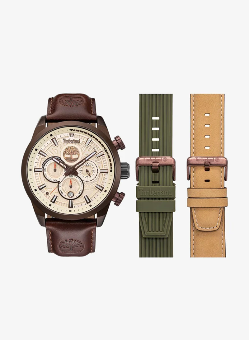 Timberland Henniker II Cream Dial 3 Interchangeable Straps Multifunction Watch for Men, 46mm