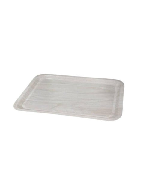 Beige non-slip wooden rectangular serving tray, 27 x 38 cm