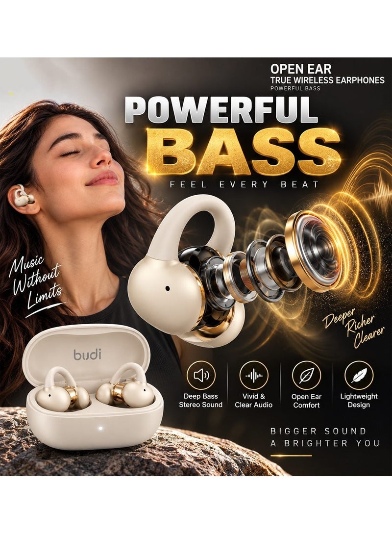 Budi EP83W Wireless Bluetooth Earbuds, Touch Control, Hi-Fi Stereo Sound, Built-in Microphone Earphones - Gold - Image 2