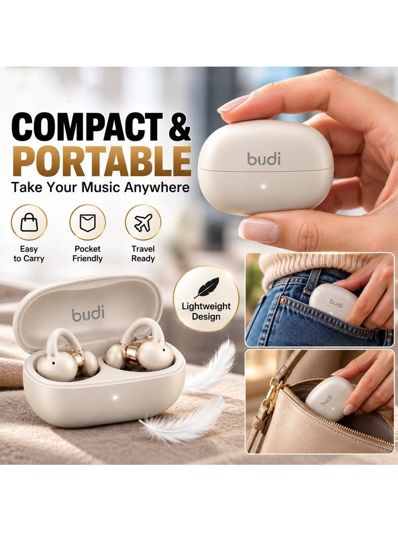 Budi EP83W Wireless Bluetooth Earbuds, Touch Control, Hi-Fi Stereo Sound, Built-in Microphone Earphones - Gold - Image 5