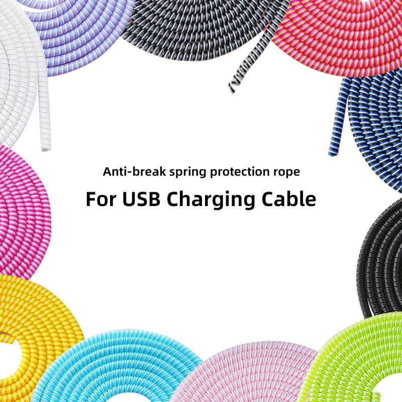 AUGEN Spiral Cable Protector 1.5 Meters Cable Cord Charger Protector Saver Winder for iPhone & Android Charging Cables Earphones (Lavander, Pack of 3) - Image 2