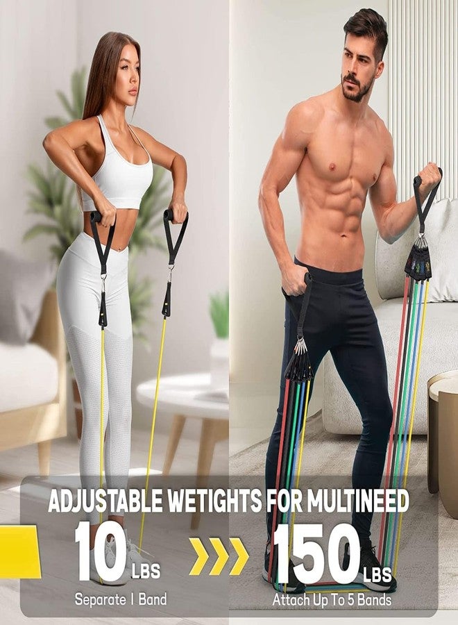 IDELLA Resistance Band Set of 11, Latex Resistance Bands for Heavy Workout, with Foam Handle, Door Anchor, Ankle Strap - Image 5