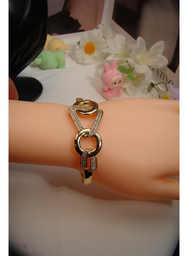 Golden 4-Piece Jewelry Set: Unique Shape with Zircon for Daily & Party Wear - Image 5