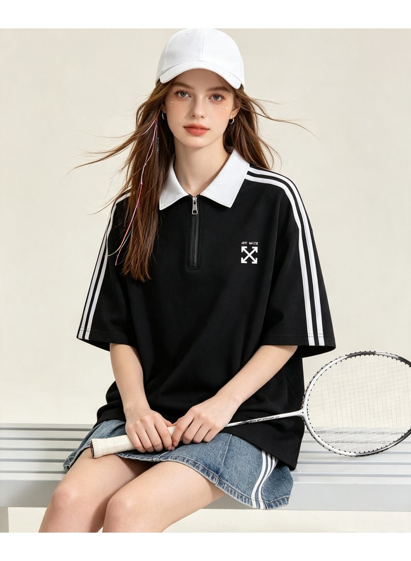 OFF-WHITE Men's and women's short-sleeved Polo shirts with lapels in summer - Image 2