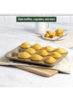 Happy Home 12-Slot Granite Cupcake Pan Perfect for Baking Cupcakes and Muffins 35 x 26 x 3 cm - Brown  - Image 3