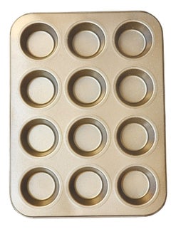 Happy Home 12-Slot Granite Cupcake Pan Perfect for Baking Cupcakes and Muffins 35 x 26 x 3 cm - Brown  - Image 1