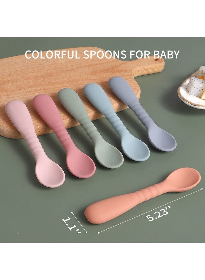 ME.FAN Silicone Baby Feeding Spoons [6 Pack] - First Stage Infant Spoons, Training Spoon for Self Feeding Babies and Toddlers - Image 1