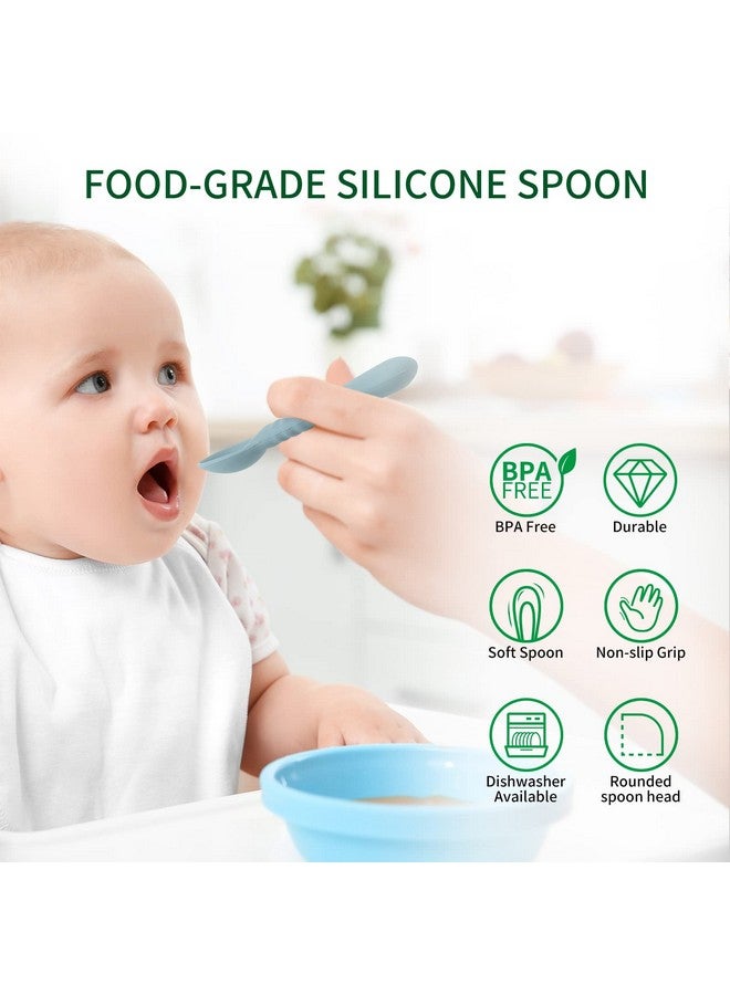 ME.FAN Silicone Baby Feeding Spoons [6 Pack] - First Stage Infant Spoons, Training Spoon for Self Feeding Babies and Toddlers - Image 2