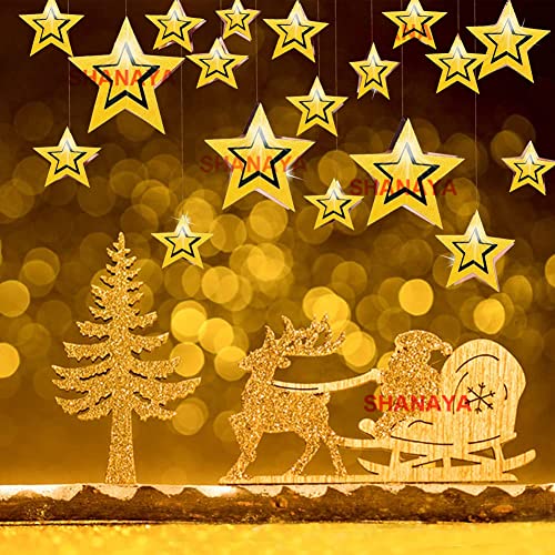 SHANAYA 3D Star Hanging Kit Glitter Star Swirl Banner Garland Decorations for Birthday Wedding Party Engagement New Year Decoration Items - Pack of 11 Pieces (Gold) - Image 2
