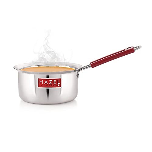HAZEL Stainless Steel Milk Saucepan Tea Pan with Fixed Rubber Grip Handle, 1900 ML, Silver - Image 5