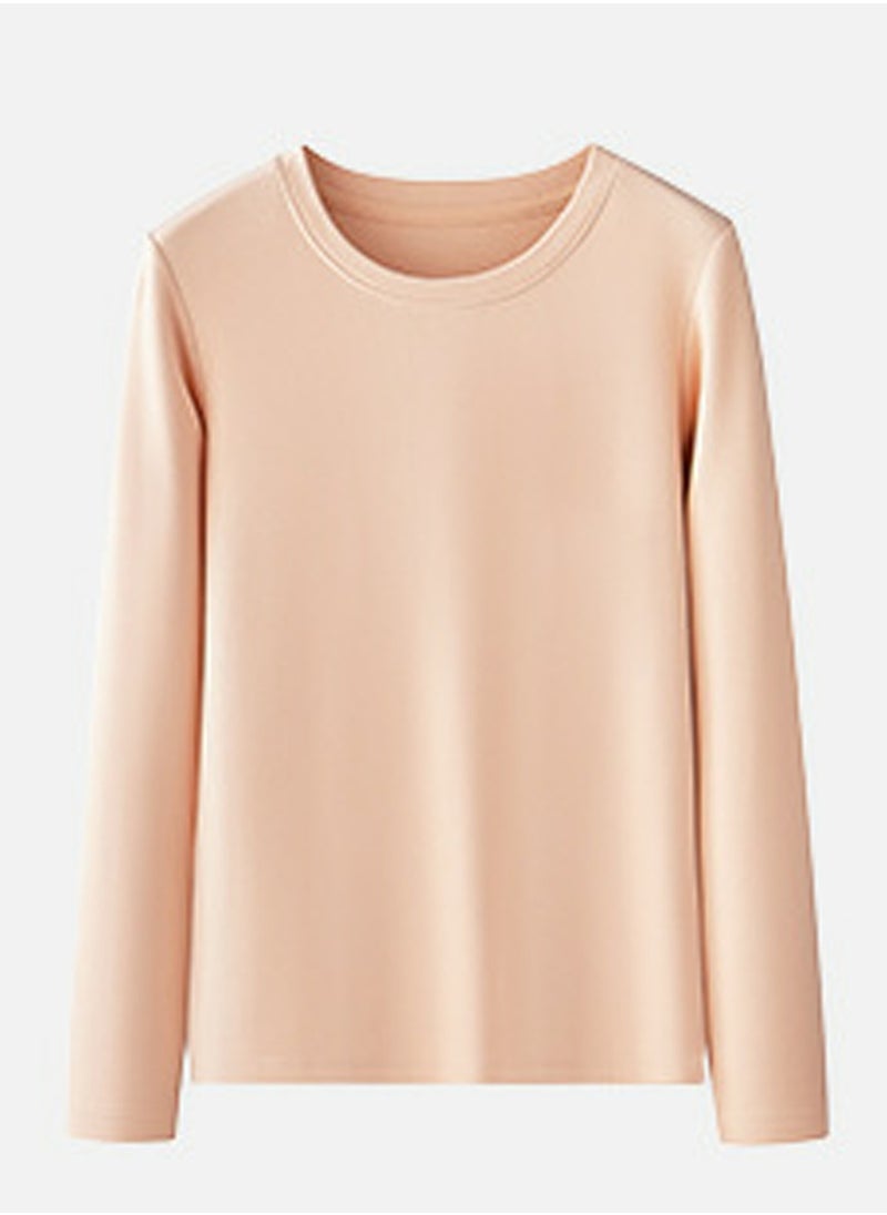 Loquat - Womens Solid Color Crew-Neck Thick Thermal Underwear Shirt Cold Weather Base Layer,Long Sleeve T-Shirt Loungewear Deep Beige - Image 1