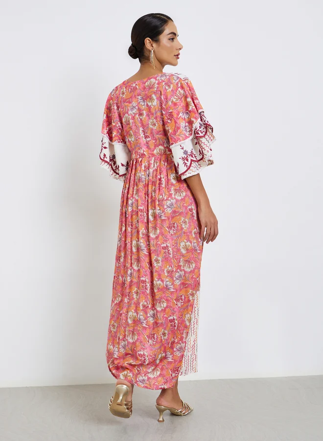 Maxim Creation Embroidered A-Line Jellabiya with Drawstring