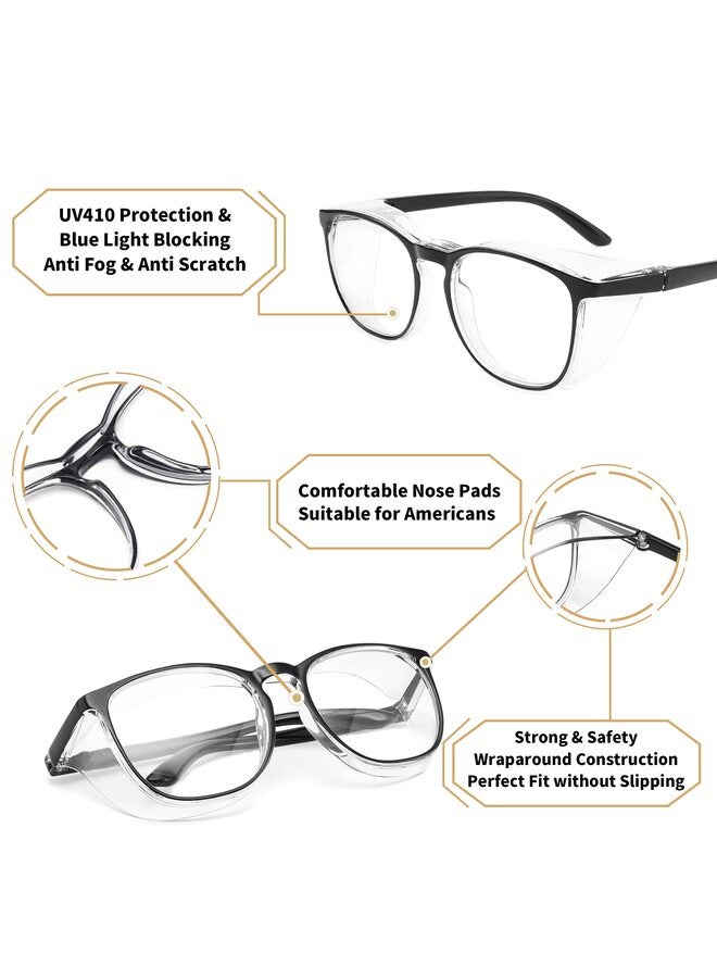 Safety Glasses Anti Fog Goggles Protective Eyewear Blue Light Blocking Anti Dust UV Protection Glasses For Men Women (Black) - Image 2