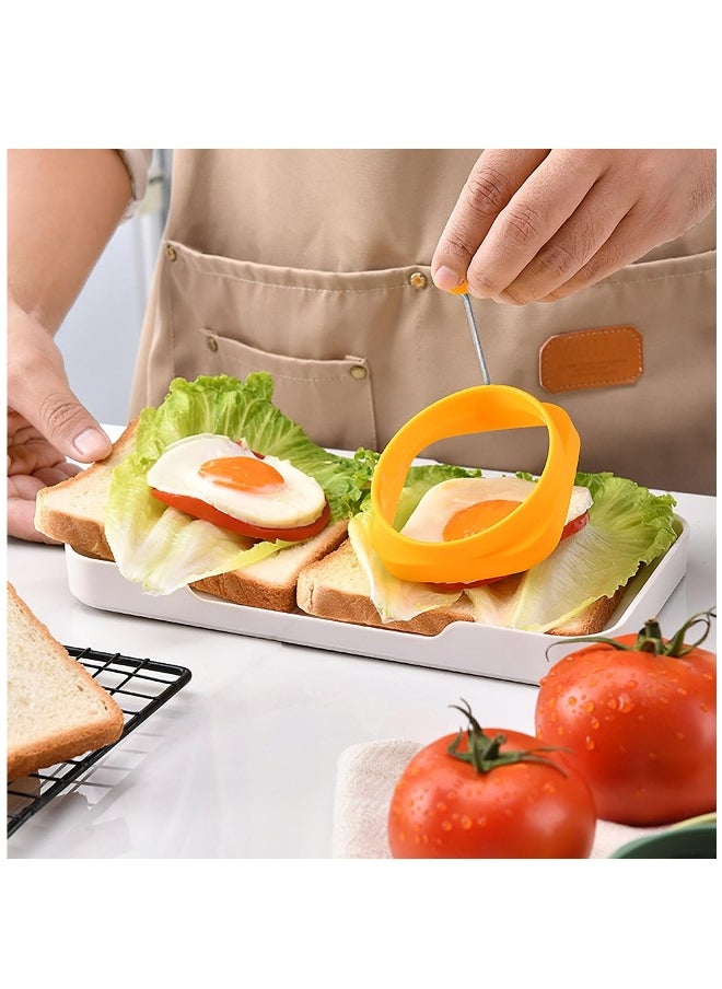 Generic - Set of 5 Silicone Egg Rings Non Stick Pancake Molds with Handle for Frying Eggs and Pancakes Reusable Round and Square Shapes - Image 1