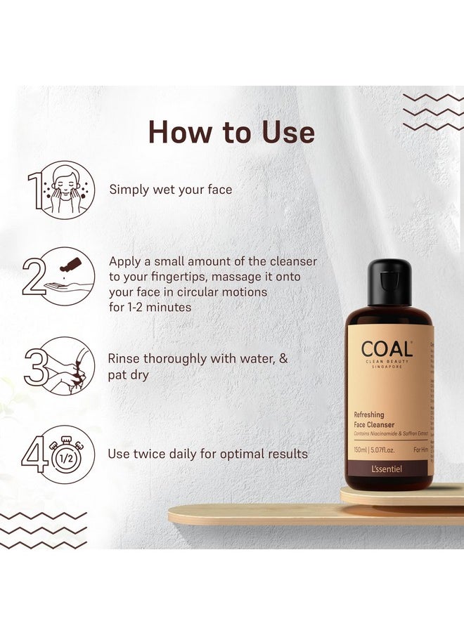 COAL CLEAN BEAUTY Refreshing Face Cleanser With Niacinamide & Saffron Extract| Deeply Cleanses, Refreshes & Resets Skin | Men | All Skin Types | 150Ml  - Image 5