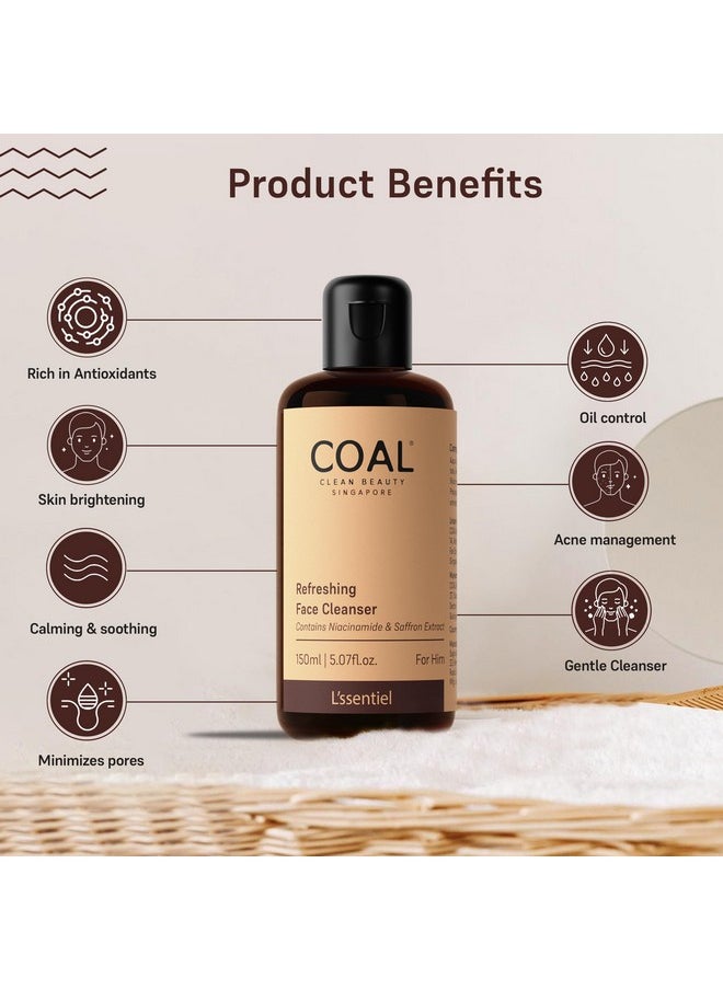 COAL CLEAN BEAUTY Refreshing Face Cleanser With Niacinamide & Saffron Extract| Deeply Cleanses, Refreshes & Resets Skin | Men | All Skin Types | 150Ml  - Image 4