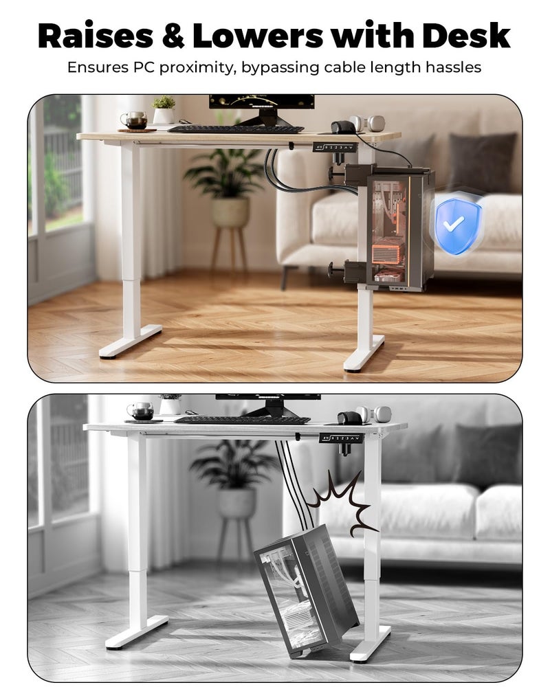 JOY worker Upgraded Under Desk PC Mount for Standing Desk, Clamp-On Desk Leg Computer Mount with Extra Protective Arms, Adjustable Computer Case CPU Holder Holds Up to 44lbs, Black - Image 5