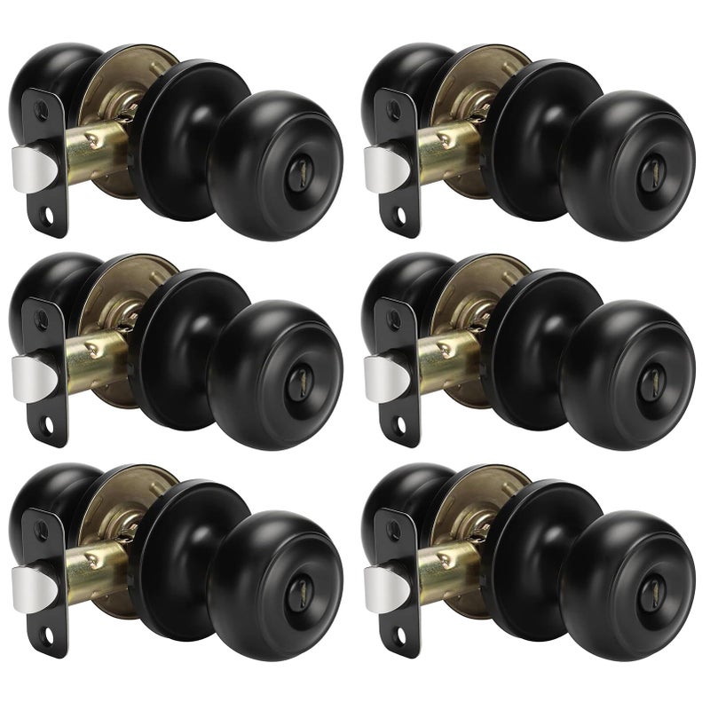 Haidms 6 Pack Matte Black Door Knobs Interior Privacy, Black Interior Door Knobs for Bedroom or Bathroom Classic Round Doorknobs Hardware - Image 1