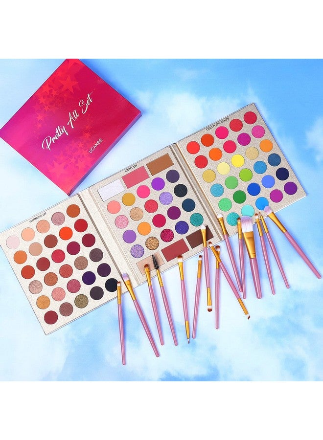 Ucanbe Professional 86 Colors Eyeshadow Palette With 15Pcs Makeup Brushes Set Matte Glitter Long Lasting Highly Pigmented Waterproof Contour Blush Powder Highlighter All In One - Image 3