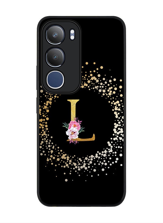 Stylizedd For vivo Y19s / Y19s Pro Case,Slim fit Camera Protection, Shockproof Thin Phone cover  - Custom Monogram Floral - L ( Black )