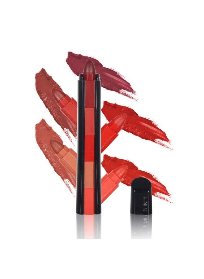 adbeni 5 5In1 Lipstick 4Gm Long Lasting Matte Finish ; Five Shades In One ; Intense Color Payoff ; Lip Color With Moisturizing Benefits - Image 1