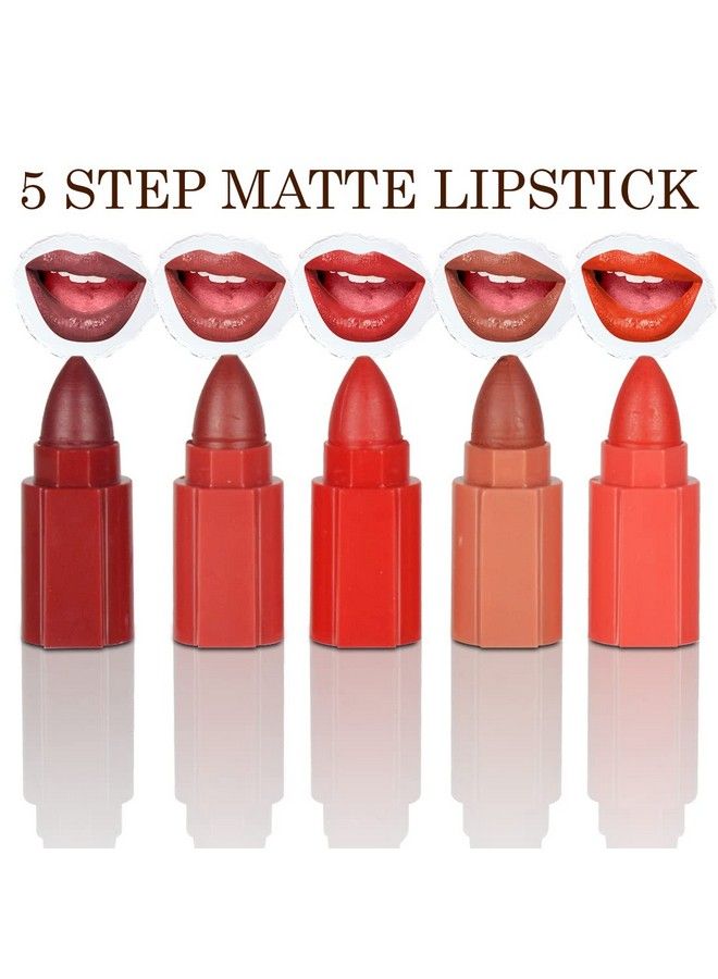 adbeni 5 5In1 Lipstick 4Gm Long Lasting Matte Finish ; Five Shades In One ; Intense Color Payoff ; Lip Color With Moisturizing Benefits - Image 3