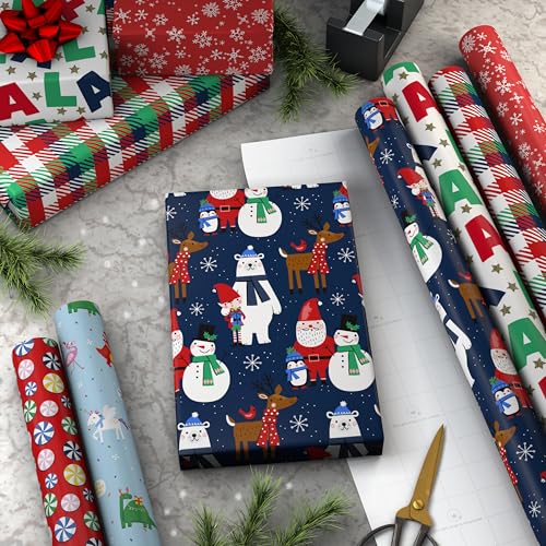 Hallmark Kids Christmas Wrapping Paper Rolls with Cutlines on Reverse 6 Rolls 180 Sq Ft Total Dinosaur Unicorn Flamingo Koala - Image 3