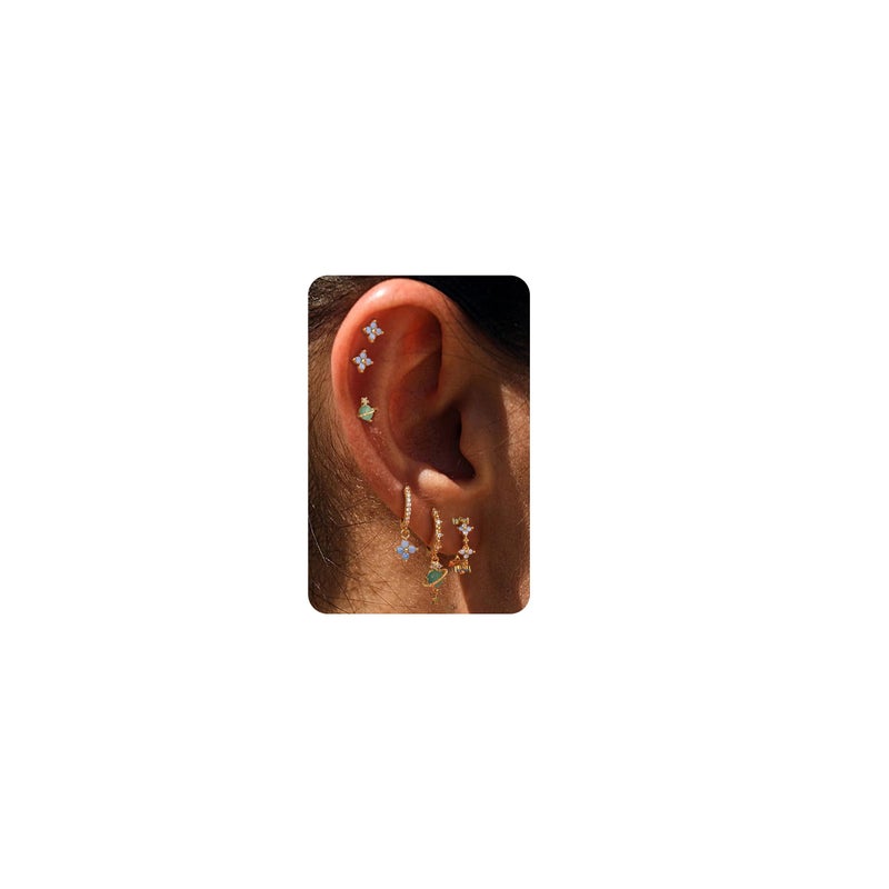Krfy 6 Pcs Sterling Silver Post Gold Plated Earrings for Women - Hypoallergenic Ivy Cartilage Earrings for Women Dainty 14K Gold Plated Earring Sets for Multiple Piercing - Image 1