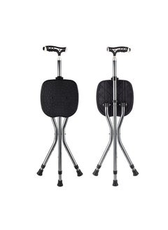 Cool Baby COOLBABY Folding Cane with Seat Height Adjustable with Magnetic Stone Massage Cane Stool Portable Folding Cane Chair Aviation Aluminum Alloy Material  - Image 1