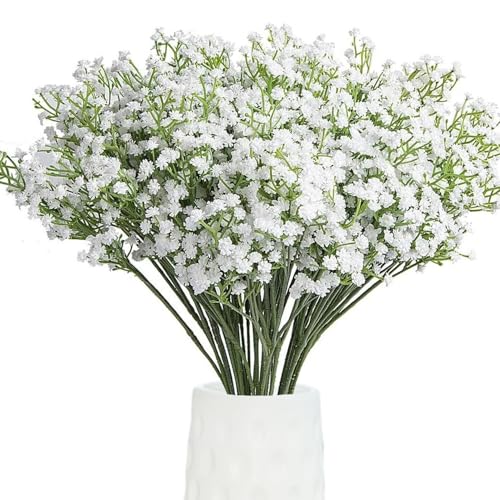 Go Hooked Artificial Flowers | 5Pcs Baby Breath Flowers | White Gypsophila Babies Breath Real Touch Flowers for Wedding Bouquet Floral Arrangement Party (Without Vase) - Image 1