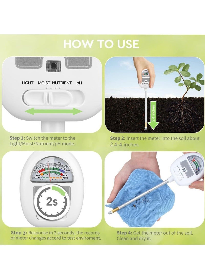 كابتن تيك Soil Moisture Meter, Plant Water Monitor 4-in-1 Soil pH Tester, Soil Moisture/Light/Nutrients for Gardening, Lawn, Farming, Indoor & Outdoor Plants Use - Image 3