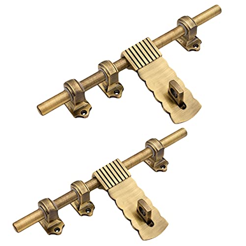 Atom Set of 2 Jinny Aluminium Aldrop | 12 Inch Fancy Aldrop for Door Fittings Kit, Door Accessories | Brass Antique Finish - Image 1
