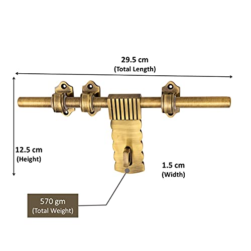 Atom Set of 2 Jinny Aluminium Aldrop | 12 Inch Fancy Aldrop for Door Fittings Kit, Door Accessories | Brass Antique Finish - Image 4