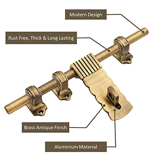 Atom Set of 2 Jinny Aluminium Aldrop | 12 Inch Fancy Aldrop for Door Fittings Kit, Door Accessories | Brass Antique Finish - Image 3