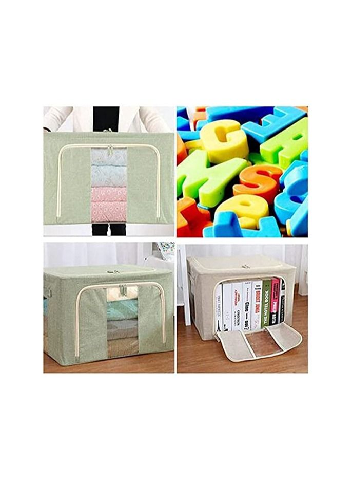 Spaceshoop Foldable Storage Box with Lids Clothes Storage Bag with Handles and Clear Window Linen Fabric Foldable Closet Organizer for Clothes Blankets Comforters  100L - Image 4