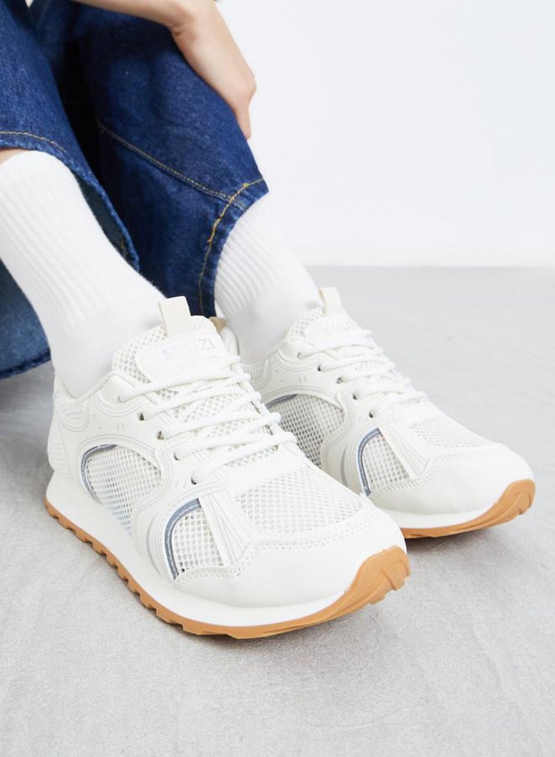 Styli Active Women White Mesh Sneakers - Image 1