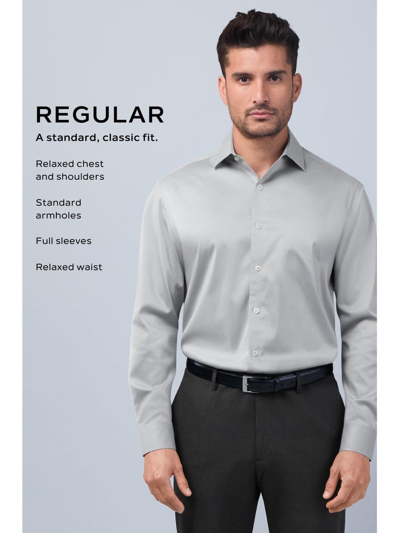 Van Heusen Men's Dress Shirt Regular Fit Poplin Solid, Grey Stone, 15.5" Neck 32"-33" Sleeve - Image 5