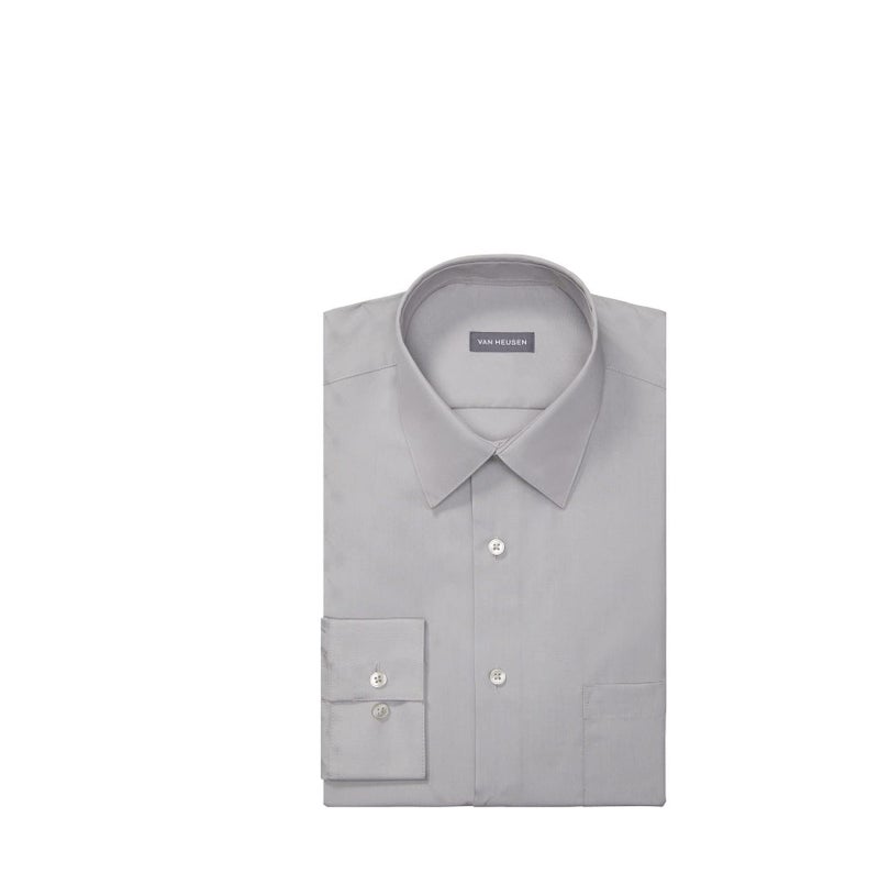 Van Heusen Men's Dress Shirt Regular Fit Poplin Solid, Grey Stone, 15.5" Neck 32"-33" Sleeve - Image 3