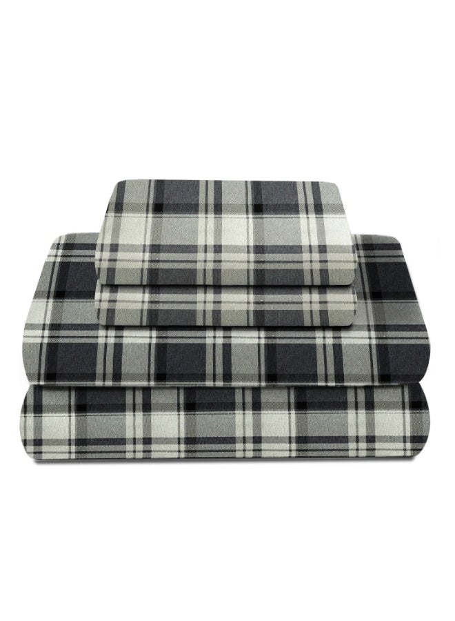 Lavish Touch Thread Count - 100% Cotton Double Brushed Flannel Sheet Set - 170 GSM Heavyweight, Deep Pockets, Pre-Shrunk & Anti-Pill, All Around Elastic – Full - Hutton Plaid - Image 1