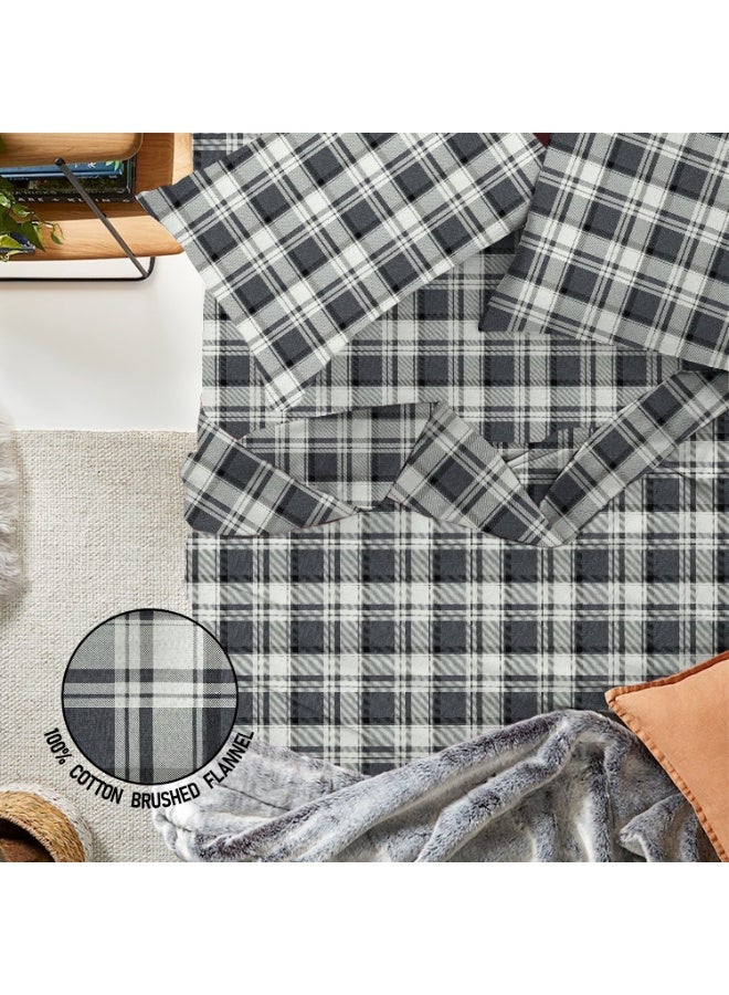 Lavish Touch Thread Count - 100% Cotton Double Brushed Flannel Sheet Set - 170 GSM Heavyweight, Deep Pockets, Pre-Shrunk & Anti-Pill, All Around Elastic – Full - Hutton Plaid - Image 4